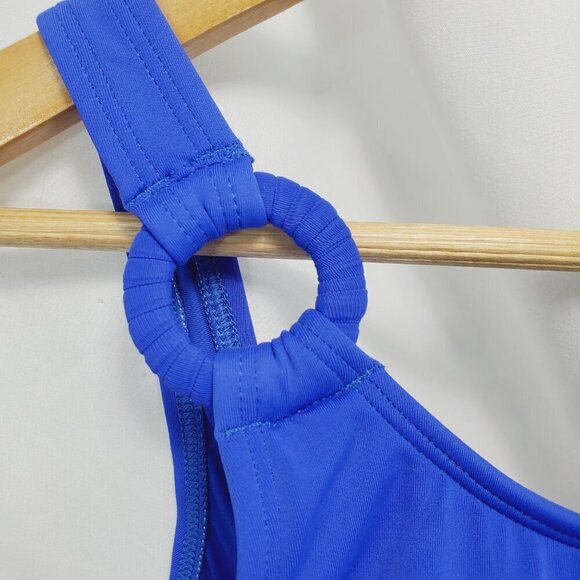 Hermosa Swim Blue One Pc Full Suit Tank Top with Ring Detail Blue size 2 (C-9) - Picture 3 of 6